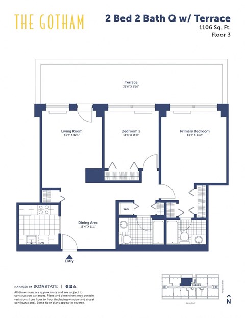 the gotham 2 bed 2 bath floor plan
